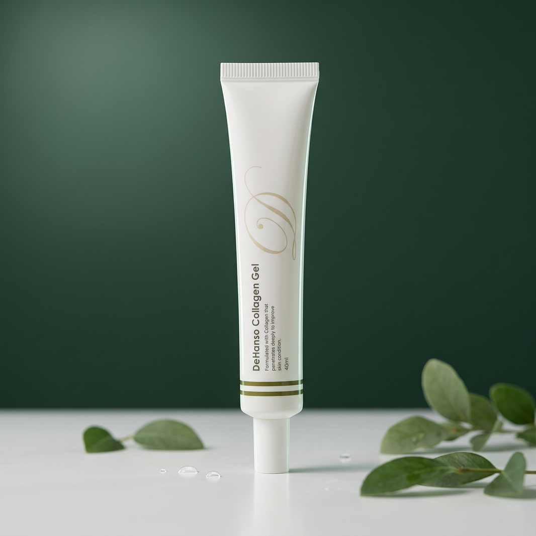 DeHanso Collagen Gel on green studio background