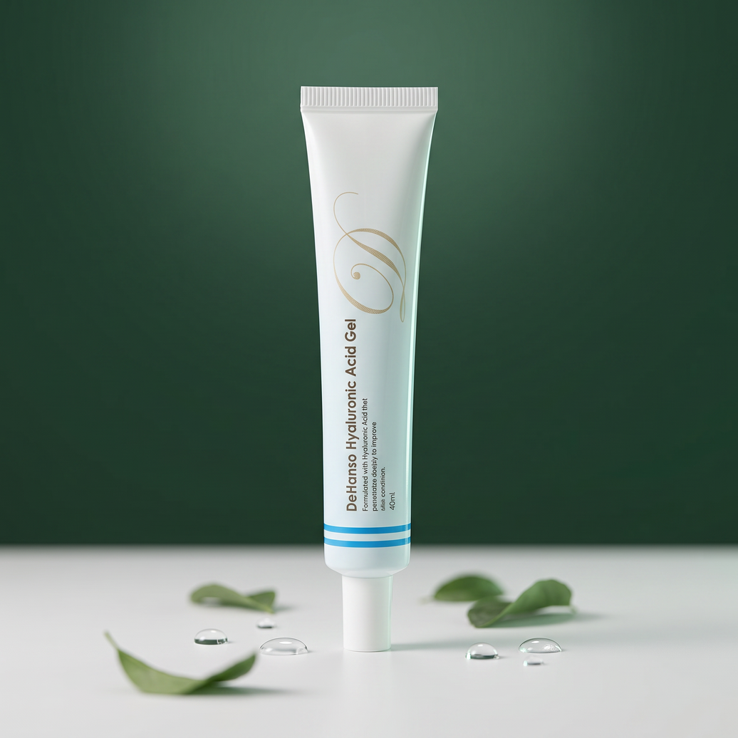 DeHanso Hyaluronic Acid Gel on green studio background