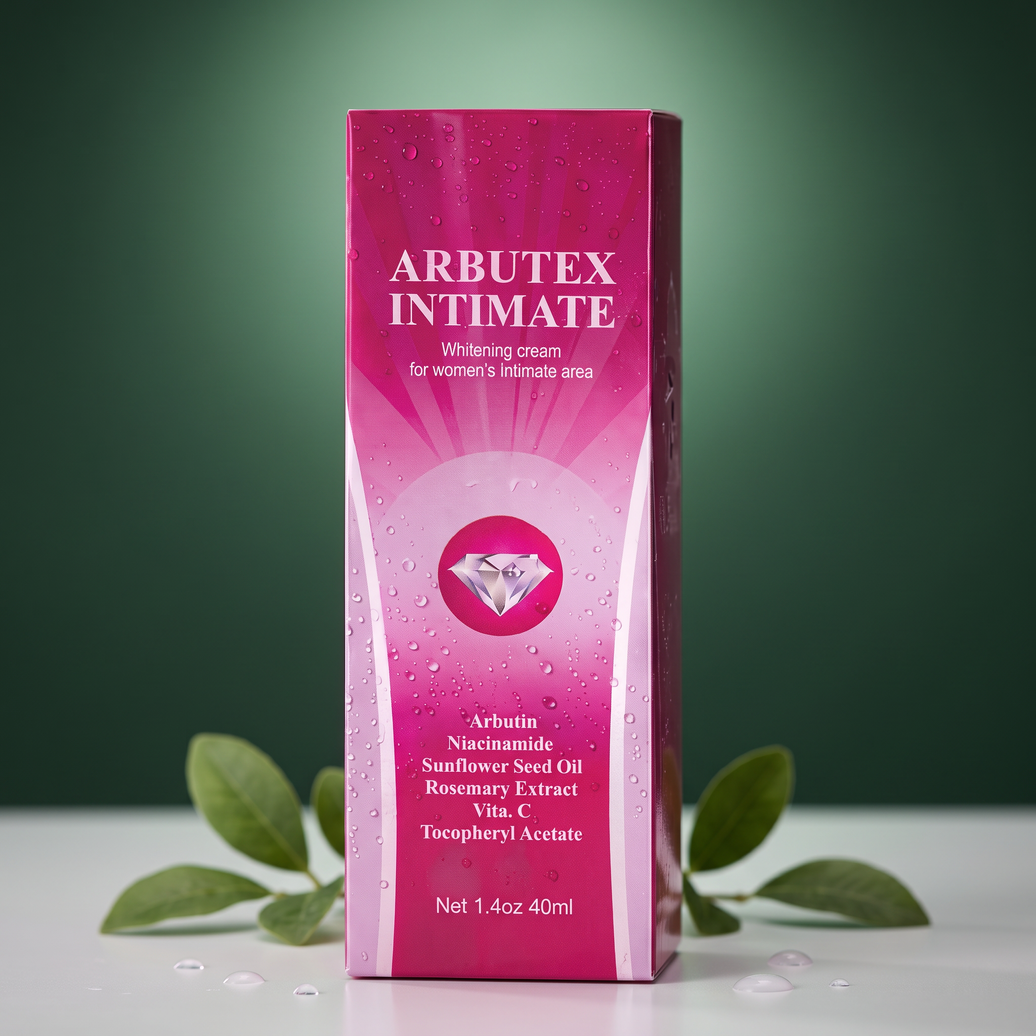 Arbutex Intimate Whitening Cream on green studio background