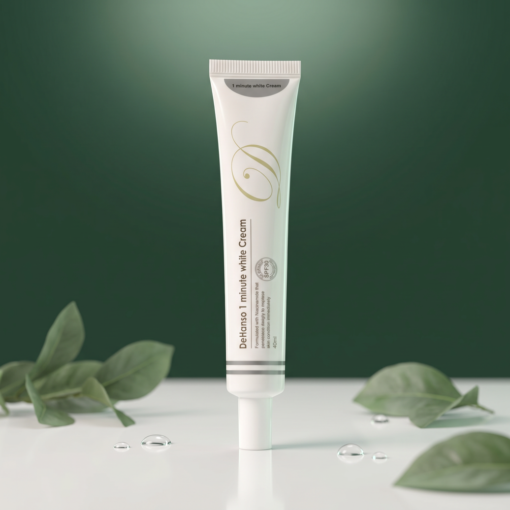 DeHanso 1 Minute White Cream on green studio background