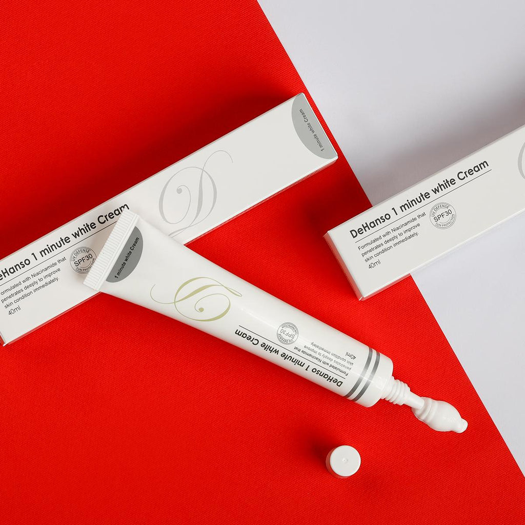 DeHanso 1 Minute White Cream multi-angle view — tone-up moisturizer with SPF30 protection