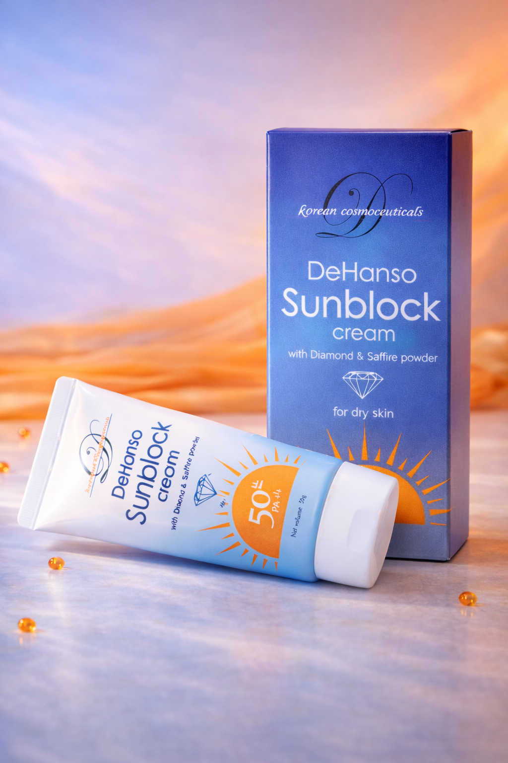 DeHanso Sunblock Dry Skin SPF50 — front view with diamond and sapphire formula