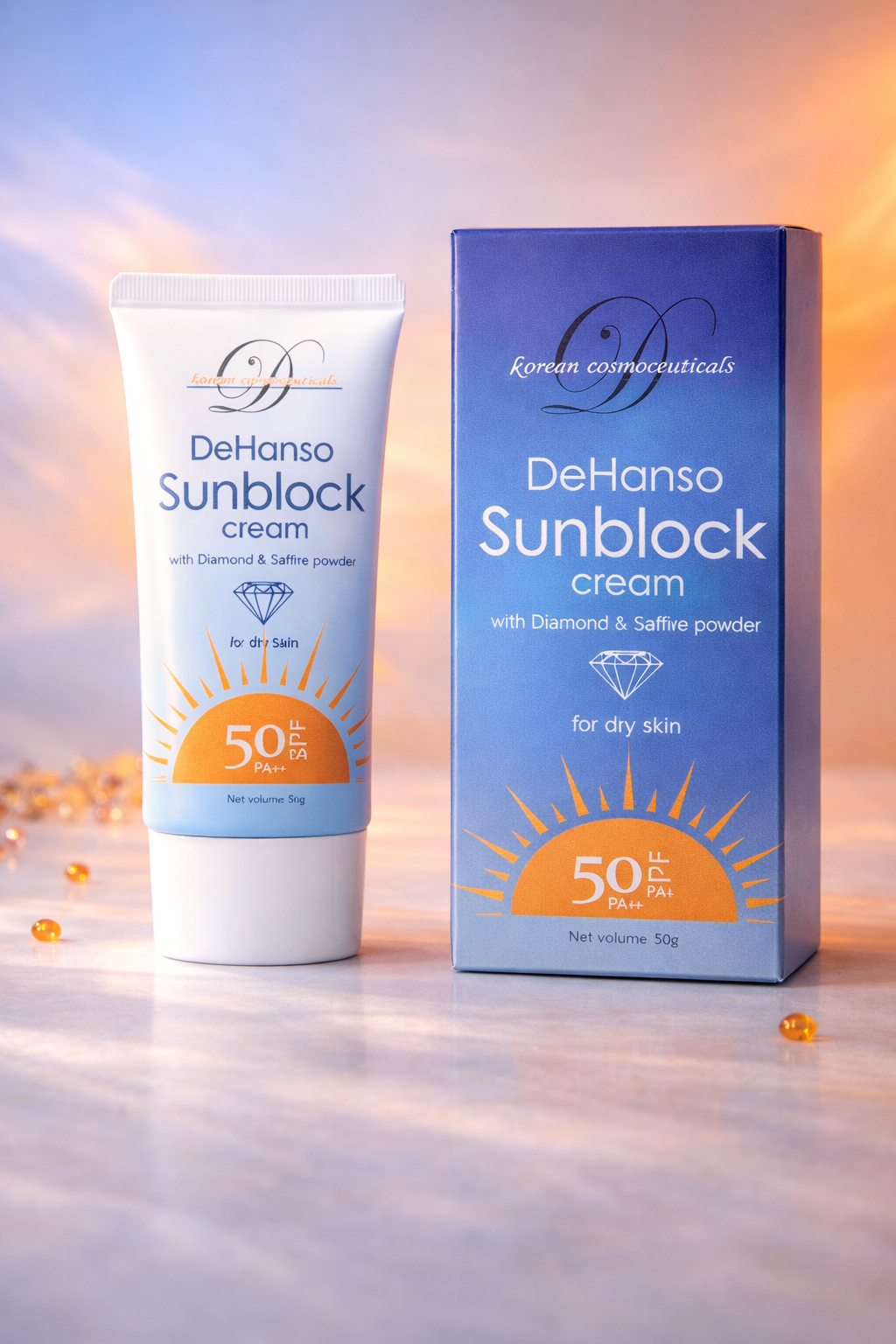 DeHanso Sunblock Dry Skin — dual tube lifestyle photo