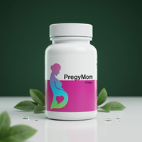 PregyMom Prenatal Formula on green studio background